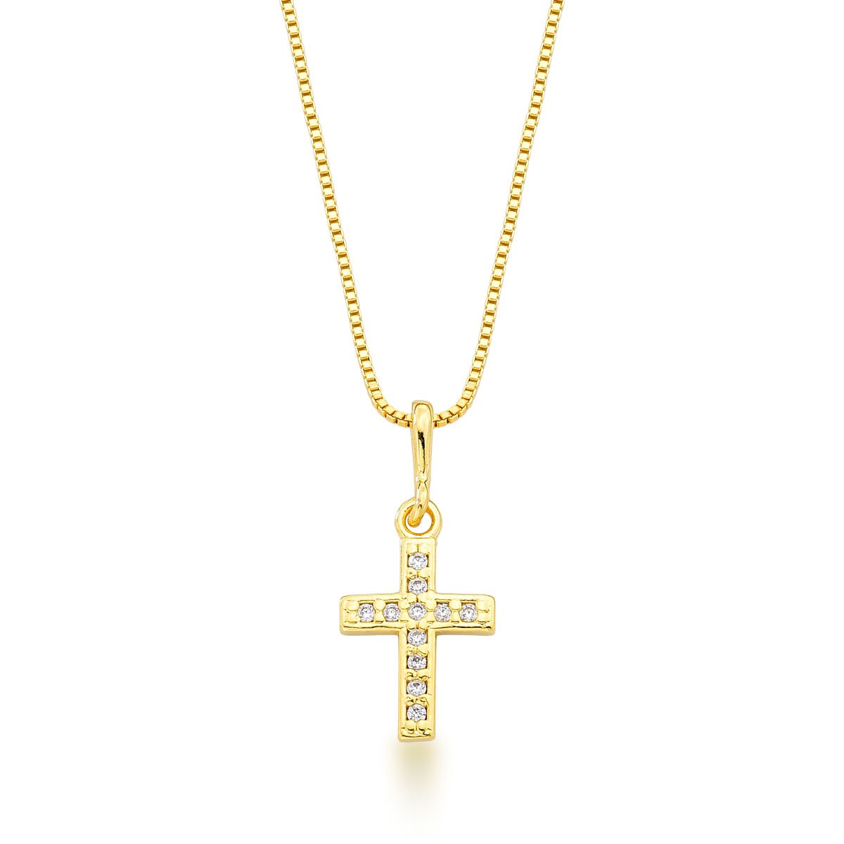 Gargantilha Cruz Banhado a Ouro 18k