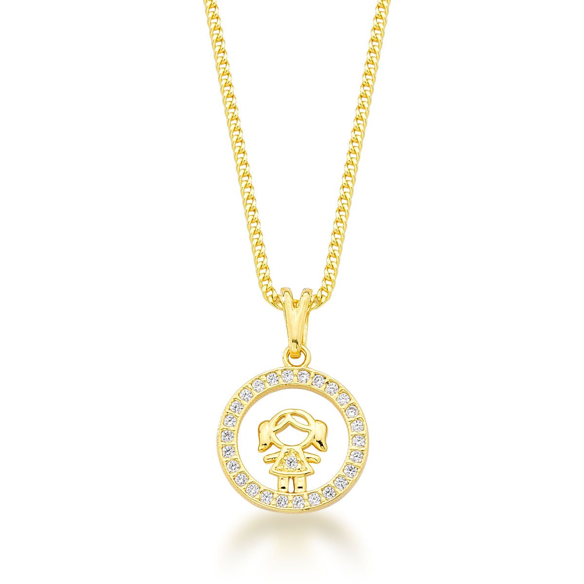 Gargantilha Menina Micros Zircônias Banhado a Ouro 18k