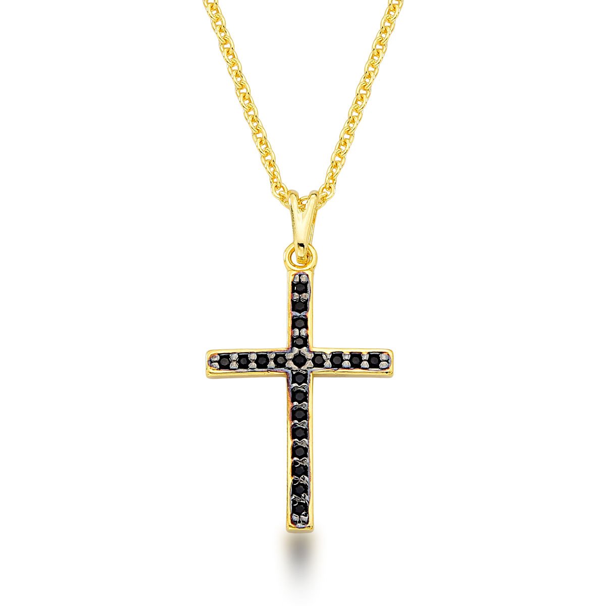 Gargatinlha Cruz Banhado a Ouro 18k