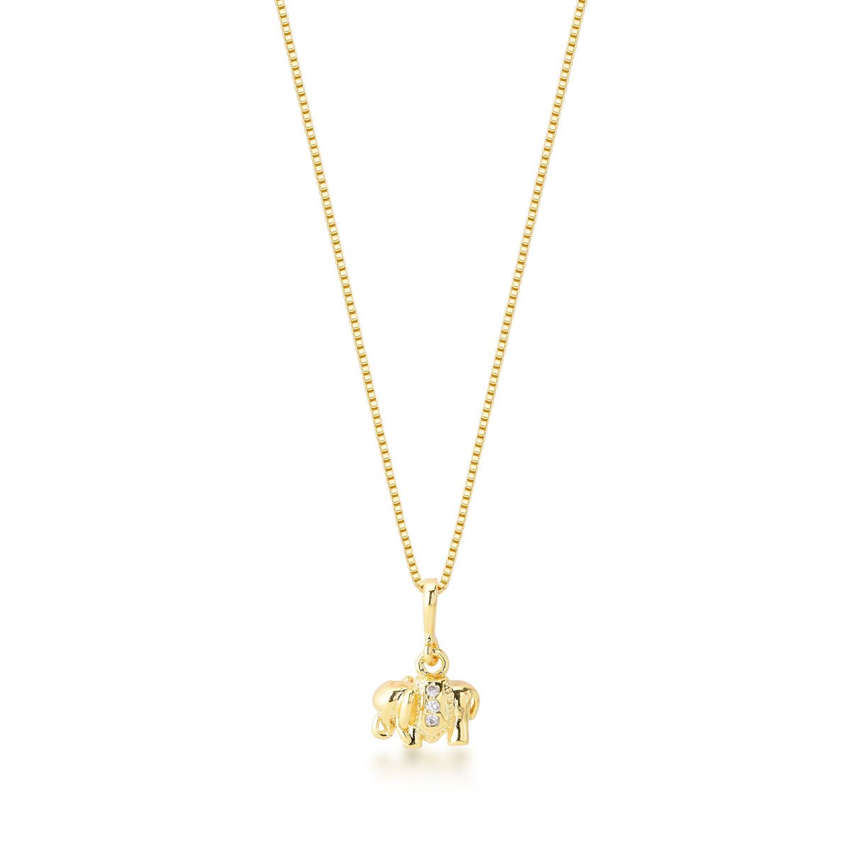Gargantilha Elefante Indiano Banhado a Ouro 18k
