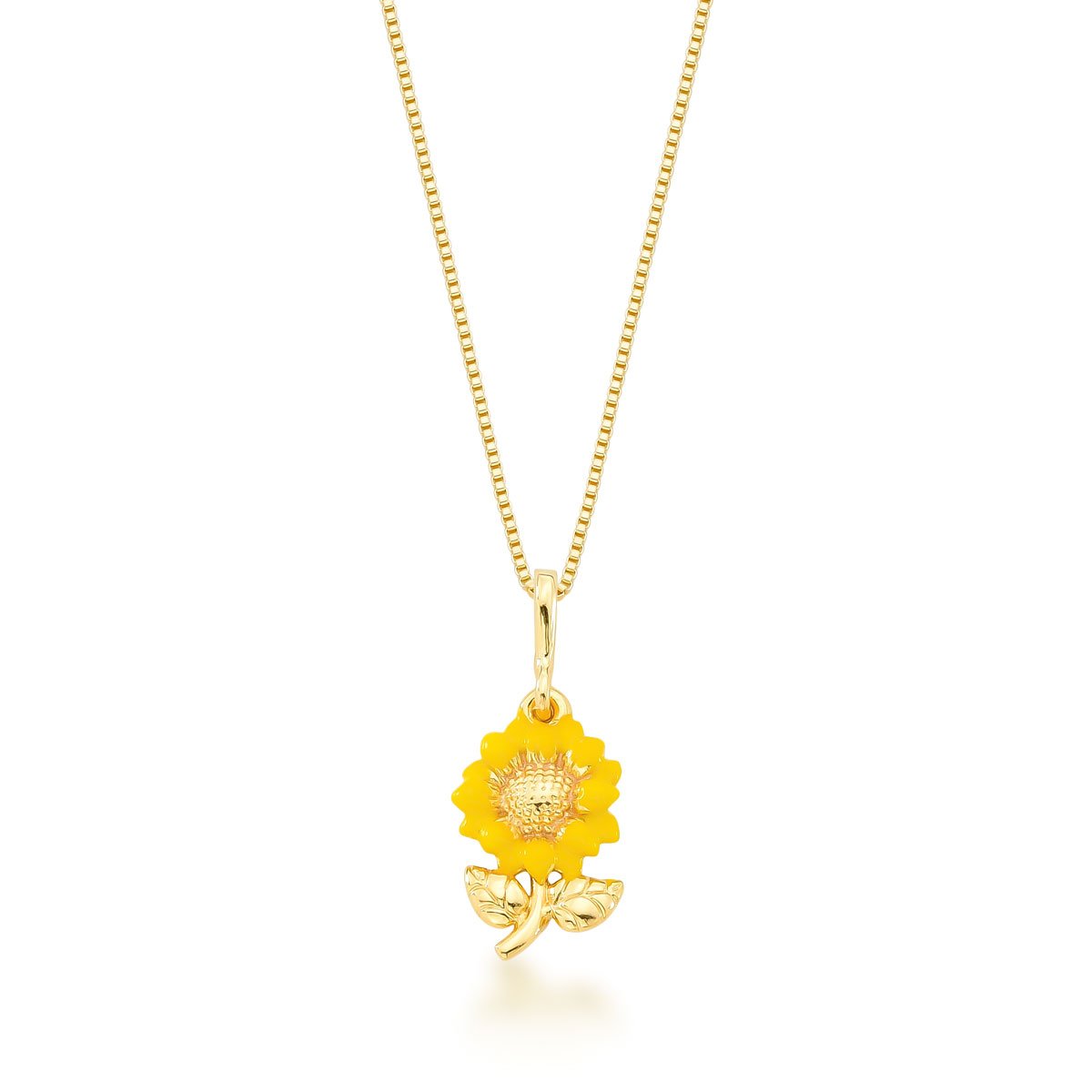 Gargantilha Girassol Banhado a Ouro 18k