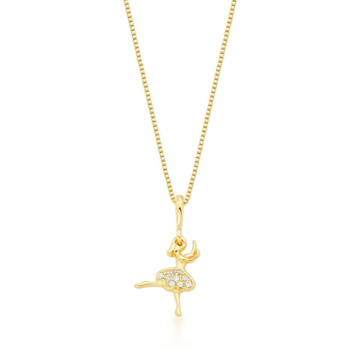 Gargantilha Bailarina Banhado a Ouro 18k