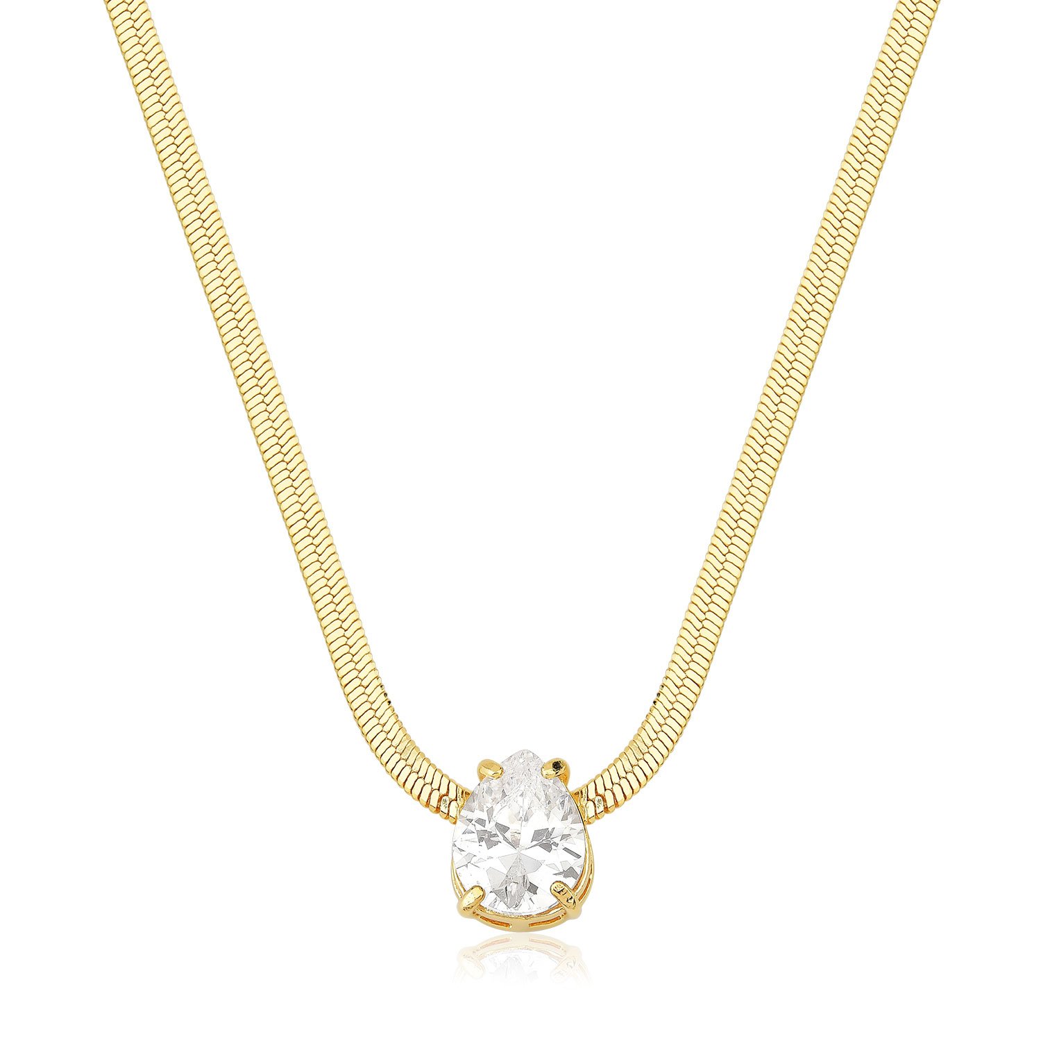 Gargantilha Fita Ping. Gota Banhado a Ouro 18k