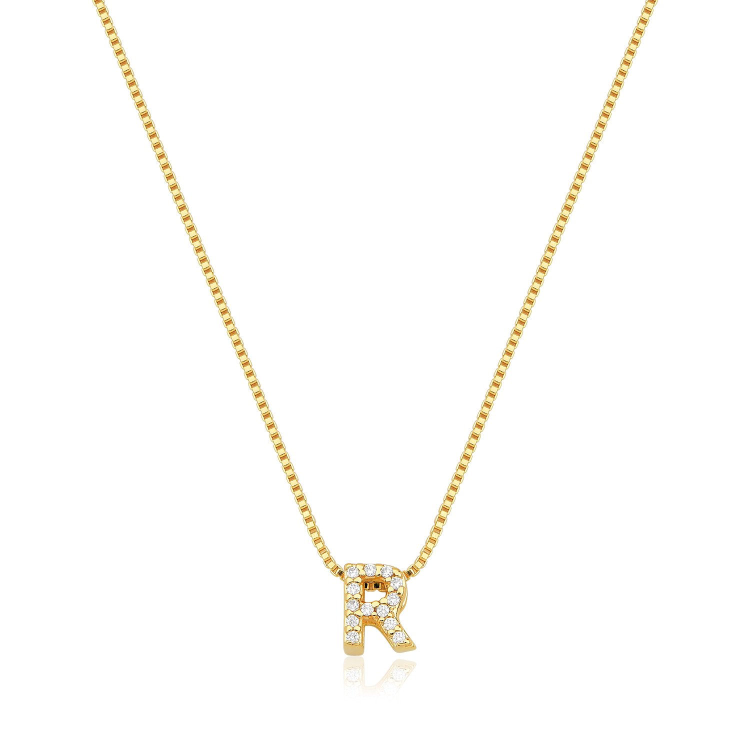 Gargantilha Letra Cravejada Banhado Ouro 18k