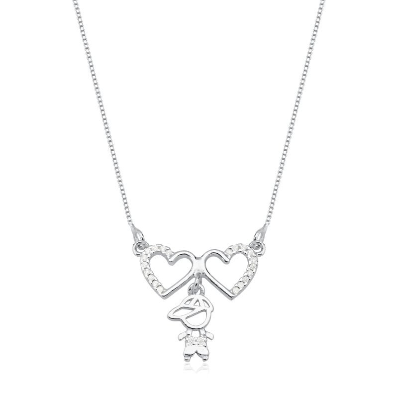Gargantilha Corações Menino Prata 925