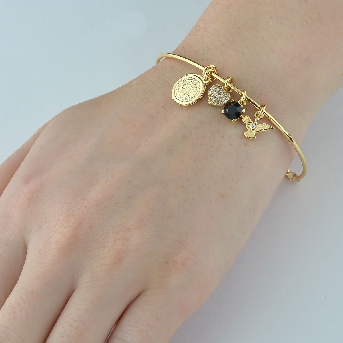 Pulseira Aro 5 Pingentes Banhado a Ouro 18k