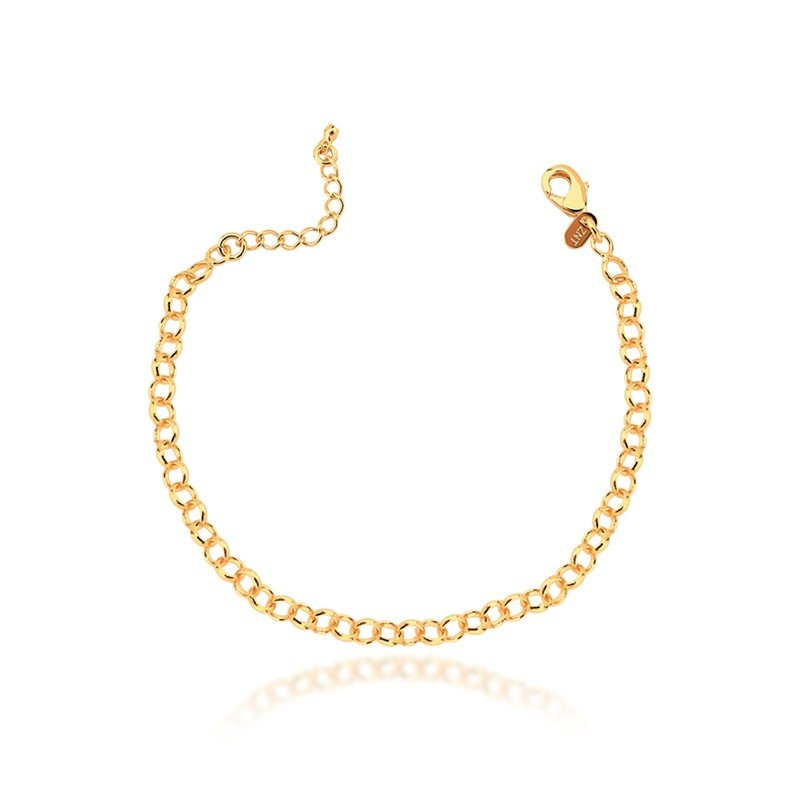 Pulseira Elo Português 3mm Banhado a Ouro 18k