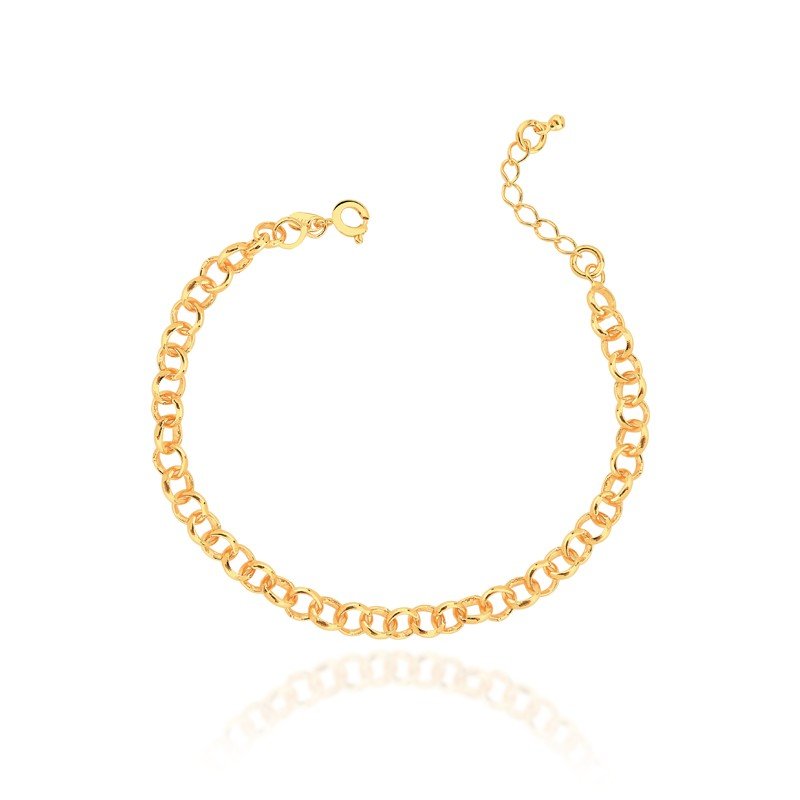 Pulseira Elo Português 4mm Banhado a Ouro 18k