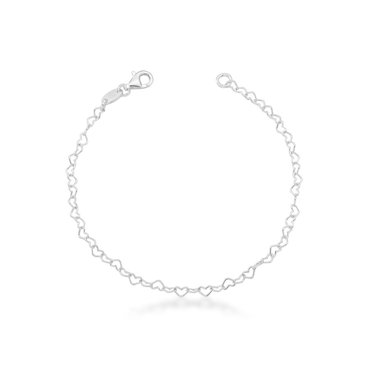 Pulseira Elos Corações Prata 925
