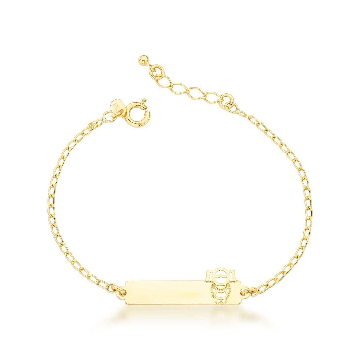 Pulseira Chapa Menina Banhado a Ouro 18k