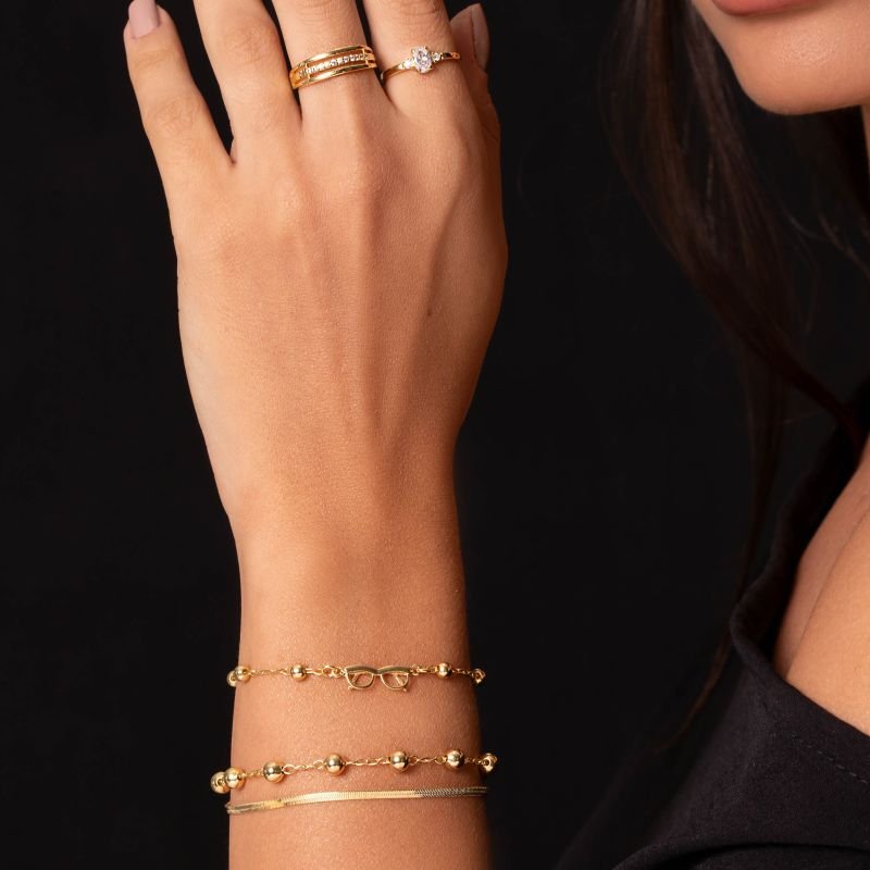 Pulseira Dupla Fita Banhado a Ouro 18k
