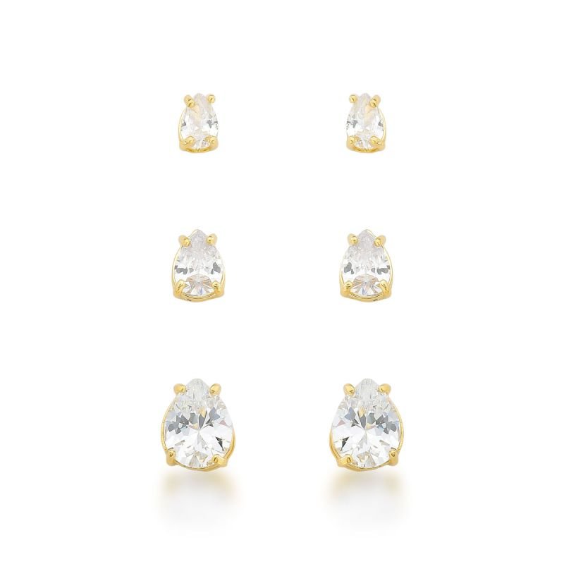 Trio Gotas Banhado a Ouro 18k